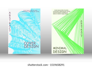 Cover design. Abstract cover with the effect of movement and distortion. Trendy geometric patterns. EPS10 Vector Design.