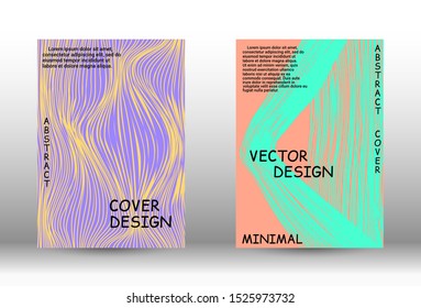 Cover design. Abstract cover with the effect of movement and distortion. Trendy geometric patterns. EPS10 Vector Design.