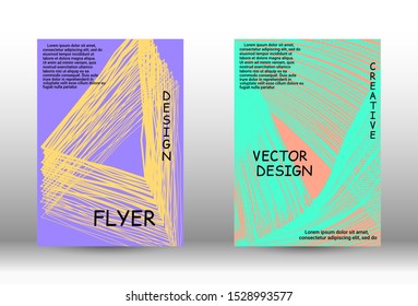 Cover design. Abstract cover with the effect of movement and distortion. Trendy geometric patterns. EPS10 Vector Design.