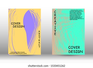 Cover design. Abstract cover with the effect of movement and distortion. Trendy geometric patterns. EPS10 Vector Design.