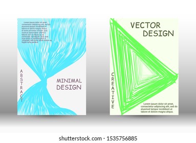 Cover design. Abstract cover with the effect of movement and distortion. Trendy geometric patterns. EPS10 Vector Design.
