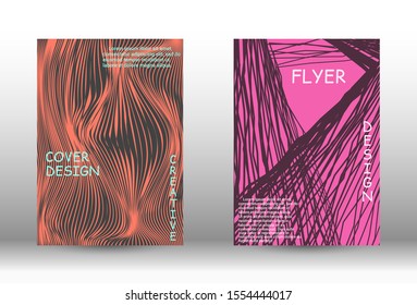 Cover design. Abstract cover with the effect of movement and distortion. Trendy geometric patterns. EPS10 Vector Design.