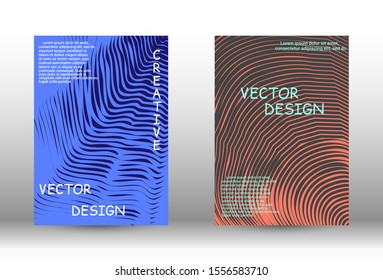 Cover design. Abstract cover with the effect of movement and distortion. Trendy geometric patterns. EPS10 Vector Design.