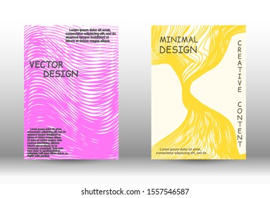 Cover design. Abstract cover with the effect of movement and distortion. Trendy geometric patterns. EPS10 Vector Design.