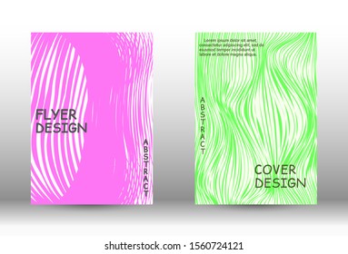 Cover design. Abstract cover with the effect of movement and distortion. Trendy geometric patterns. EPS10 Vector Design.