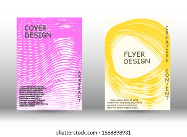 Cover design. Abstract cover with the effect of movement and distortion. Trendy geometric patterns. EPS10 Vector Design.