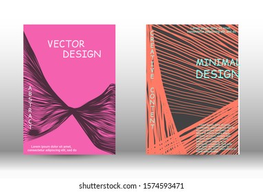 Cover design. Abstract cover with the effect of movement and distortion. Trendy geometric patterns. EPS10 Vector Design.