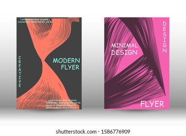Cover design. Abstract cover with the effect of movement and distortion. Trendy geometric patterns. EPS10 Vector Design.