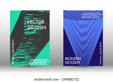 Cover design. Abstract cover with the effect of movement and distortion. Trendy geometric patterns. EPS10 Vector Design.