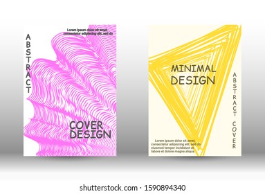 Cover design. Abstract cover with the effect of movement and distortion. Trendy geometric patterns. EPS10 Vector Design.