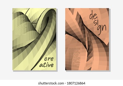 cover design abstract fun color pattern curve line. geometric brown and green background. Vector trend shape for brochure cover template design
