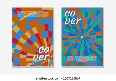 cover design abstract fun color pattern curve line. geometric brown and green background. Vector trend shape for brochure cover template design