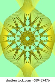 Cover Design. Abstract linear rosette gold  on green