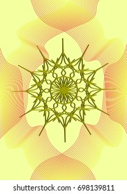 Cover Design. Abstract linear rosette black on yellow background