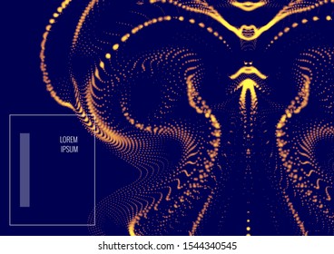 Cover design with abstract technology background made of dots in form of butterfly.