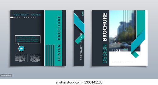 Cover design. Abstract template brochure. City office photo, urban. Green and black page, square, catalog, layout. White dezign Techno. book, booklet, album, poster. Аnnual report, title. Ad text,font