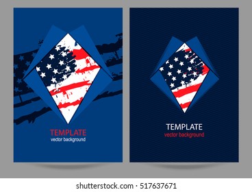 Cover design with the American flag. Business template with the US flag. Grunge style. Abstract background. EPS file is layered.