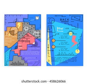 Cover design annual business report. Creative presentation templates. Vector design for brochures, flyers, cards. Modern flat line style, layout in A4 size