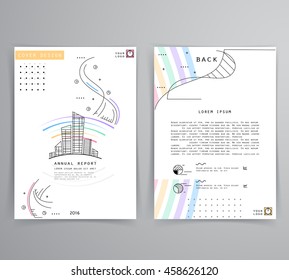 Cover design annual business report. Creative presentation templates. Vector design for brochures, flyers, cards. Modern flat line style, layout in A4 size