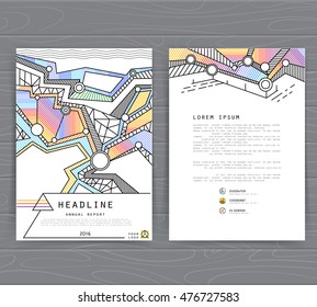 Cover design annual business report. Creative presentation templates. Vector design for brochures, flyers, cards. Modern flat line style, layout in A4 size