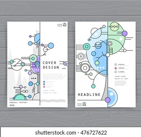 Cover design annual business report. Creative presentation templates. Vector design for brochures, flyers, cards. Modern flat line style, layout in A4 size