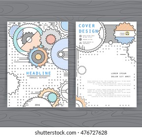Cover design annual business report. Creative presentation templates. Vector design for brochures, flyers, cards. Modern flat line style, layout in A4 size