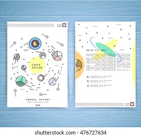 Cover design annual business report. Creative presentation templates. Vector design for brochures, flyers, cards. Modern flat line style, layout in A4 size