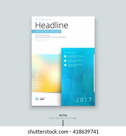 Cover design for Annual Report Brochure. Layout template in A4 size with polygonal triangle elements. Vector Illustration.
