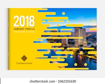 Cover design for annual report business catalog company profile brochure magazine flyer booklet poster banner. A4 landscape template element cover vector EPS-10 sample image with Gradient Mesh.