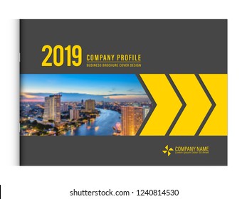 Cover design for annual report business catalog company profile brochure magazine flyer booklet poster banner. A4 landscape template element cover vector EPS-10 sample image with Gradient Mesh.