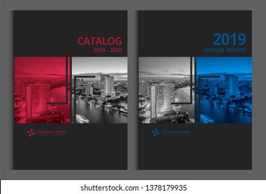 Cover design for annual report business catalog company profile brochure magazine flyer booklet poster banner. A4 landscape template element cover vector EPS-10 sample image with Gradient Mesh.