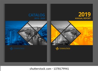 Cover design for annual report business catalog company profile brochure magazine flyer booklet poster banner. A4 landscape template element cover vector EPS-10 sample image with Gradient Mesh.