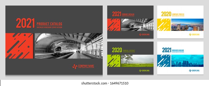 Cover design for annual report business catalog company profile brochure magazine flyer booklet poster banner. A4 landscape template element cover vector EPS-10 sample image with Gradient Mesh.