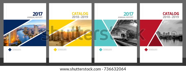 Cover design for annual report and business\
catalog, magazine, flyer or booklet blue, yellow, red, and green\
colors. Brochure template layout. A4 cover vector EPS-10 sample\
image with Gradient\
Mesh.