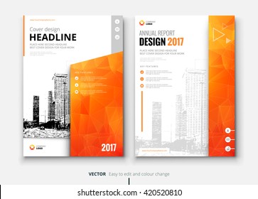 Cover design for Annual Report, Catalog or Magazine, Book or Brochure, Booklet or flyer. Layout template in A4 with triangular elements. Creative concept in bright colors. Vector Illustration