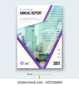 Cover design for Annual Report, Catalog, Book or Brochure. Layout template in A4 size with polygonal triangle elements. Vector Illustration.