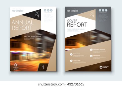 Cover design for Annual Report, Catalog or Magazine, Book or Brochure, Booklet or flyer. Layout template in A4 with triangular elements. Flat creative concept in bright colors. Vector Illustration	