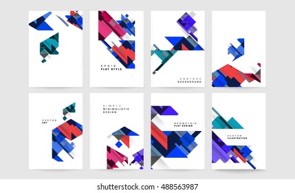 cover design annual report, magazine, flyer, brochure template layout, leaflet in A4 with triangles, big mega geometric vector set