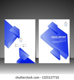 Cover design annual report modern, magazine a4 size, brochures, flyers, presentations. blue color with white background. vector template