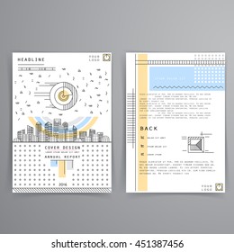 Cover design annual report. Template brochures, flyers, business presentations. Modern flat line style, layout in A4 size