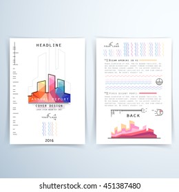 Cover design annual report. Template brochures, flyers, business presentations. Modern flat line style, layout in A4 size