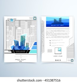 Cover design annual report. Template brochures, flyers, business presentations. Modern flat line style, layout in A4 size