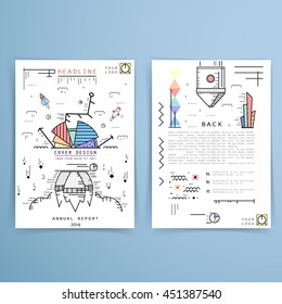 Cover design annual report. Template brochures, flyers, business presentations. Modern flat line style, layout in A4 size