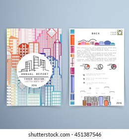 Cover design annual report. Template brochures, flyers, business presentations. Modern flat line style, layout in A4 size
