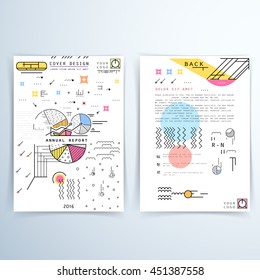 Cover design annual report. Template brochures, flyers, business presentations. Modern flat line style, layout in A4 size