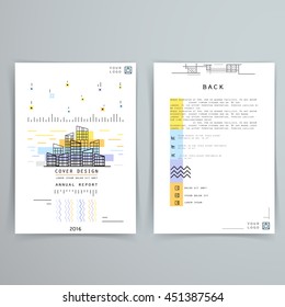 Cover design annual report. Template brochures, flyers, business presentations. Modern flat line style, layout in A4 size