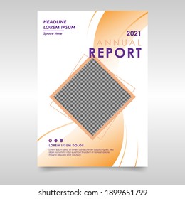 Cover design annual report, vector template brochures, flyers, presentations, leaflet, magazine - Orange geometric elements on a white abstract background