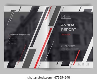 Cover Design Annual Report, Vector Template Brochures, Flyers, Presentations, Leaflet, Magazine A4 Size. Black and Red Polygons on a White Background