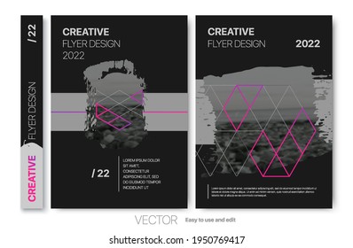 Informe anual de diseño de portada, folletos de plantilla de vector, volantes, presentaciones, folleto, revista a4 tamaño. Fondo de diseño minimalista