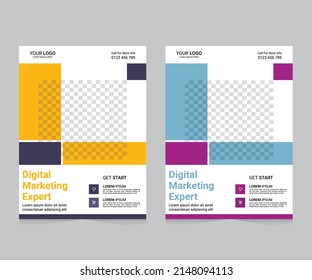 Cover design annual report,vector template brochure, flayer, presentation, leaflet, magazine. Purple and blue polygons on a white background''s Design's.